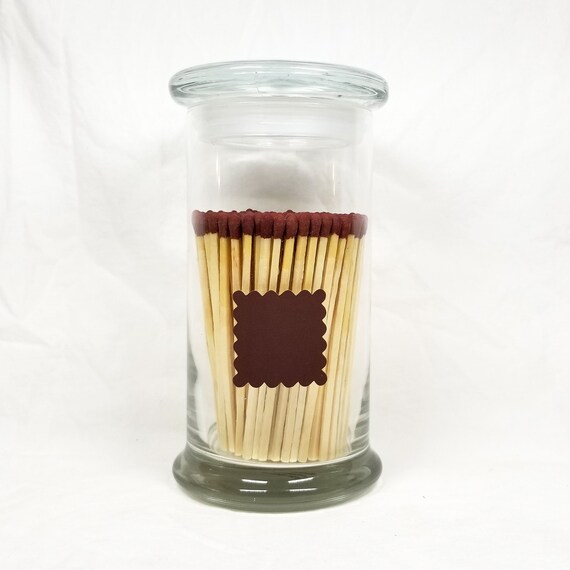 Extra Tall Glass Match Holder Vase For Long Fireplace Matches With Extra Tall Glass Match Holder Vase For Long Fireplace Matches With Scalloped Square Striker Green