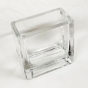 Glass Rectangle Mini Vase - Small Flower Bud Vase - 3&quot; x 3&quot; x 1.5&quot;