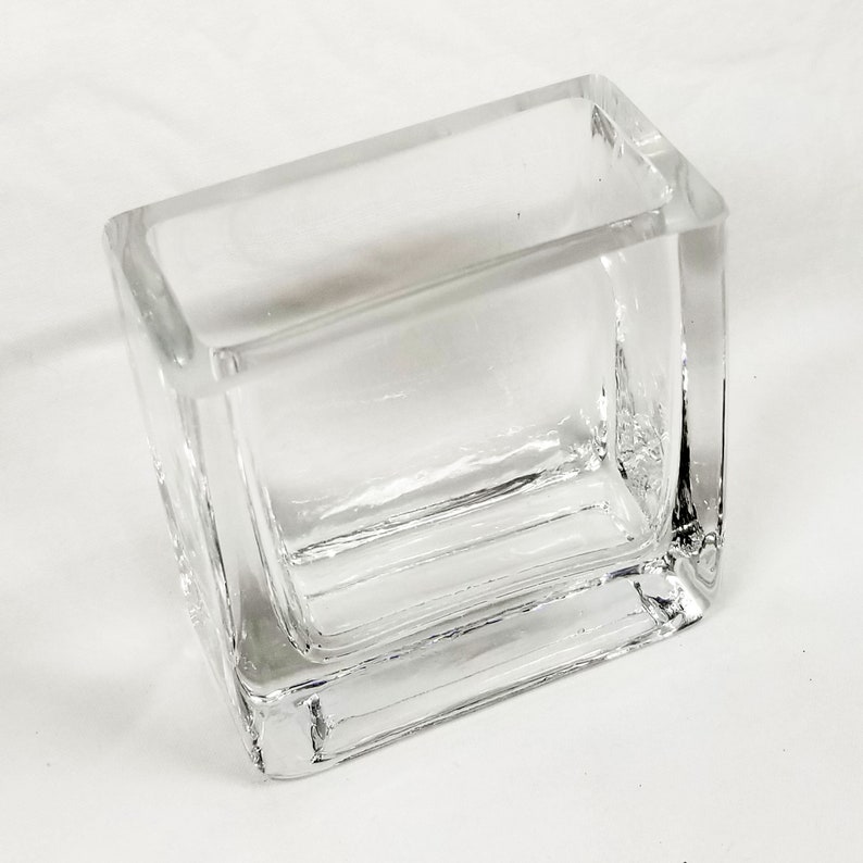 Glass Rectangle Mini Vase 3 x 3 x 1.5 Set of 3 image 1