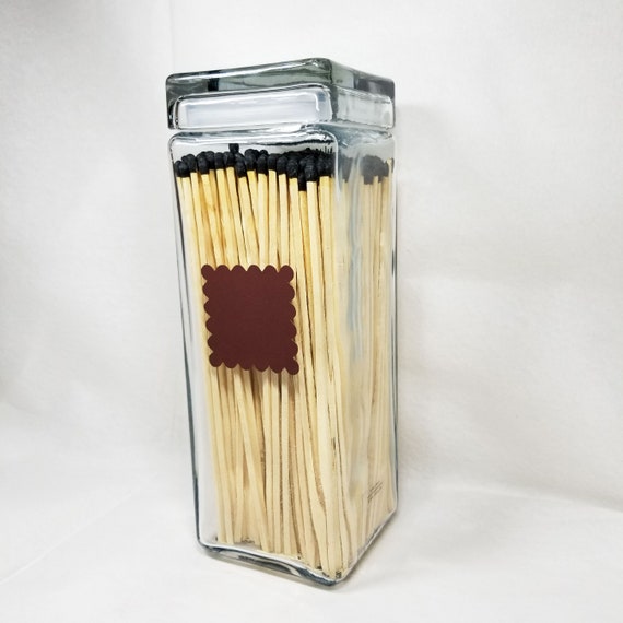 Extra Tall Glass Match Holder Vase For Long Fireplace Matches 50