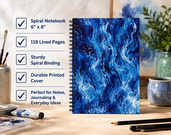 Blue Ocean Flame Spiral Journal | Sea Lovers | College Care Package, Client Gift, Stocking Stuffer