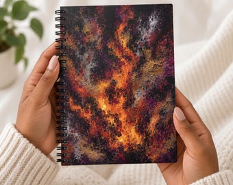 Dark Metallic Fire Spiral Notebook | Back to School, College Care Package, Client Gift