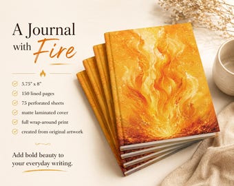 Brilliant Sun Bonfire Hardcover Journal | Matte Writing Notebook | Gift for Yellow Lovers | Original Abstract Art Journal