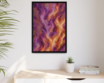 Purple and Gold Flame Abstract Wall Art | Framed Matte Stretched Vertical Canvas | 8" x 10" to 40" x 60"