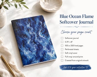 Blue Ocean Flame Softcover Journal | College Care Package, Student Gift, Teacher Gift, Client Gift