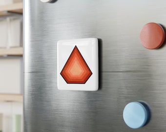 Orange Flame Magnet | Abstract Art | 2" Glossy Porcelain Square Magnet
