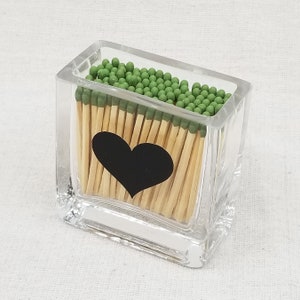 Mini Vase Glass Match Holder Heart Striker Olive