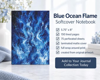 Blue Ocean Flame Hardcover Journal | Matte Cover | Teacher Gift, Client Gift, Graduation Gift, Stocking Stuffer