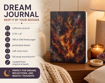 Dark Metallic Molten Fire Softcover Journal | Writing Notebook | Back to School, College Care Package, Client Gift