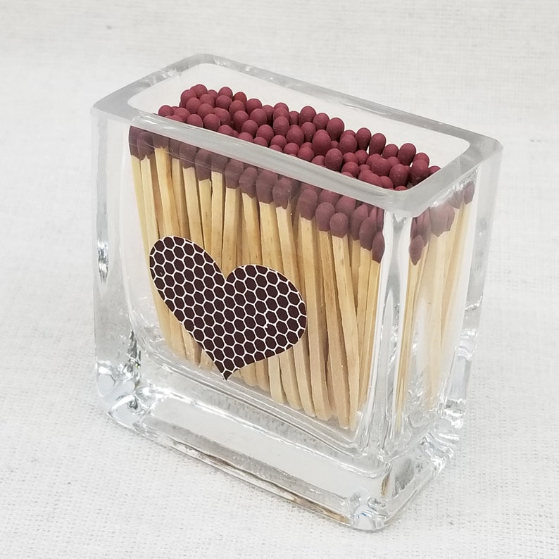 Mini Vase Glass Match Holder Heart Striker zdjęcie 3