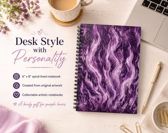 Purple Mystical Fire Spiral Notebook | Back to School, College Care Package, Client Gift, Purple Journal