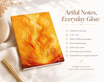 Brilliant Sun Bonfire Softcover Journal | Yellow Writing Notebook | Back to School, College Care Package, Client Gift
