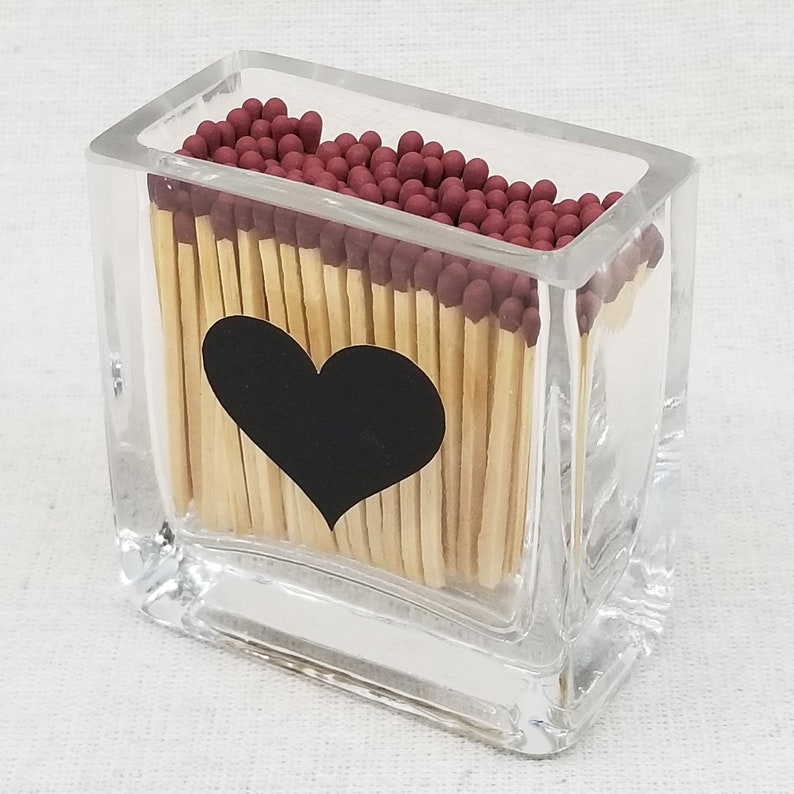 Mini Vase Glass Match Holder Heart Striker Burgundy