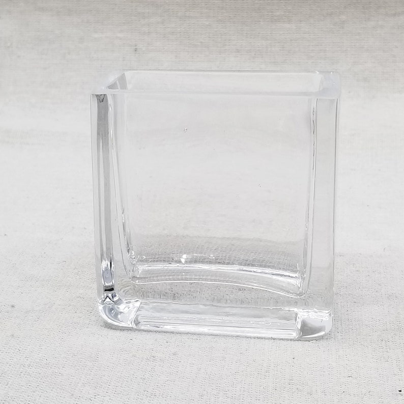 Glass Rectangle Mini Vase 3 x 3 x 1.5 Set of 3 image 3