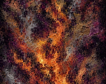 Abstract Metallic Molten Fire Art | Purple, Bronze, Silver, Gold Acrylic Painting (Digital Download)