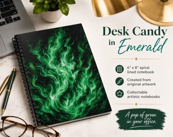Emerald Flame Journal Spiral Notebook | Back to School Supplies, College Care Package, Client Gift