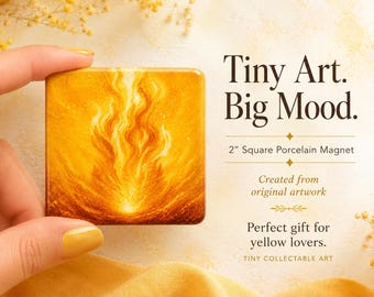Yellow Flame Fridge Magnet | 2" Porcelain Square Magnet | Teacher Gift, Graduation Gift, Housewarming Gift, Yellow Lovers