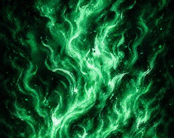 Dark Green Emerald Mystical Flame Art (Digital Download)