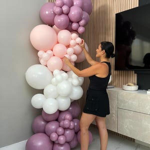 POP UP Balloon Garland Kit - Pastel Pink & Purple Rose, Balloon Arch, Birthday, DIY Balloon Kit