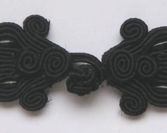 Six pairs black bead Chinese Frogs fasteners closure buttons