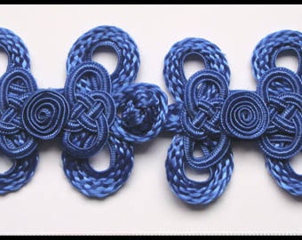 2 FROG MACRAME BUTTONS - Large Frog Fasteners - Blue Frog Fasteners Buttons - Frog Button Gift For Women - Fasteners Frog Button Hook