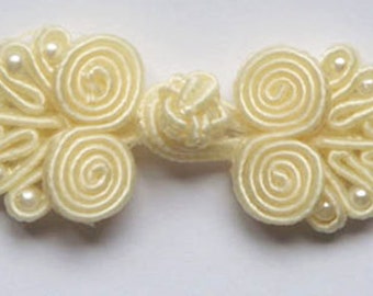 FIFTY (50) pairs cream knots bead Chinese Frogs fasteners closure buttons