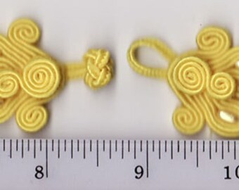 Six pairs yellow bead Chinese Frogs fasteners closure buttons Cheongsam Oriental