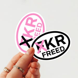 Karen Read FREED Vinyl Sticker, KR Freed, Karen Read Verdict Oval Decal, Pink, Black, Holographic, FKR, Justice for Karen Read