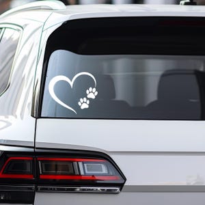 Heart Paw Print Vinyl Decal – Pet Love Sticker for Car, Laptop, Tumblers & More, Dog Lover, Dog Mom Decal