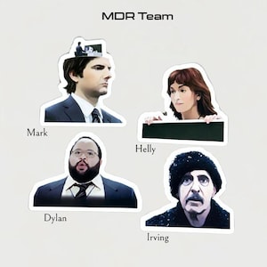 Severance MDR Team Aufkleber, Aufkleber-Set, Lumon Industries, Mark, Dylan, Helly, Irving, Die Cut Easy Peel Vinyl-Aufkleber