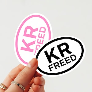 KR FREED Oval Vinyl Sticker, Karen Read Verdict Sticker in Pink or Black, FKR, Karen Read Sticker, Karen Read Supporter