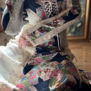 Authentic 1960’s vintage patchwork print Black Label Gunne Sax maxi dress