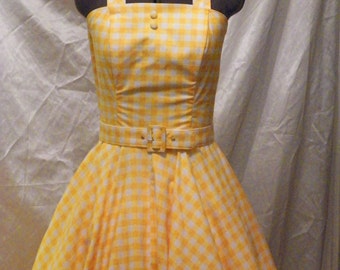 50s Gingham Summer Dress, 50s Cotton Sun Dress, Up Pixar Movie Dress, Sexy Gingham Summer Dress, made to fit your measurements, custom NEW