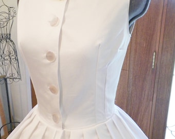 1950s 50s Cotton Wedding Dress, 50s  Cotton Summer Dress, Sexy Marilyn White Dress, Sleeveless Dress, handmade NEW