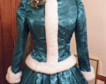 White Christmas Holiday Carolers Dickens Victorian Dress Costume, handmade to fit your measurements