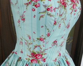 1950s Style Wedding Dress: Handmade Cotton Party Cocktail Dress