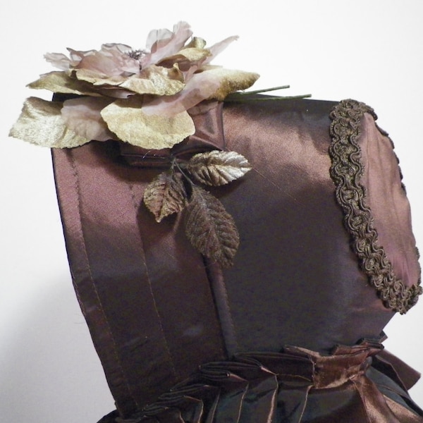 Regency Jane Austen Victorian Civil War Dickens 1800's Wild West  Custom Made Spoon Bonnet with Frothy Lace Trim