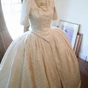 Wedding Dress, Lace Wedding Dress, Marie Antoinette Wedding Dress, Ivory Champagne Wedding Dress, Simple Wedding Dress, handmade custom