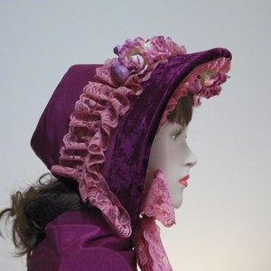 Civil War Bonnet, Dickens Christmas Bonnet, Victorian Bonnet, Victorian Hat, 1800's Clothing, Regency Bonnet, Spoon Bonnet, Handmade Custom image 6