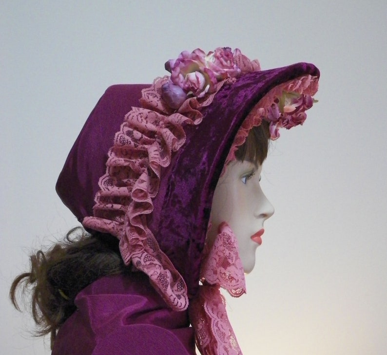 Civil War Bonnet, Dickens Christmas Bonnet, Victorian Bonnet, Victorian Hat, 1800's Clothing, Regency Bonnet, Spoon Bonnet, Handmade Custom image 6