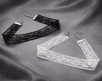 Black Lace Choker Necklace, Gothic Lace Choker, Victorian Choker Collar, Floral Lace Necklace, Y2K Goth Jewelry