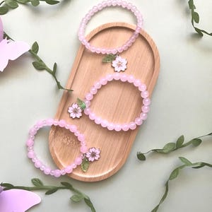 Sakura cherry blossom spring bracelet for gift idea  pink flower Hand made