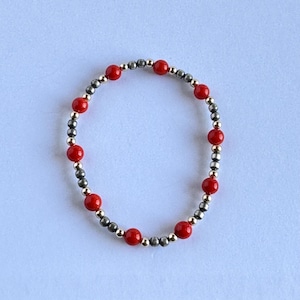 14K Gold, Sterling Silver, & Coral Bracelet