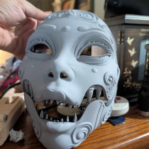 Geisha Masquerade Horror Mask, sanded and primed and ready to paint