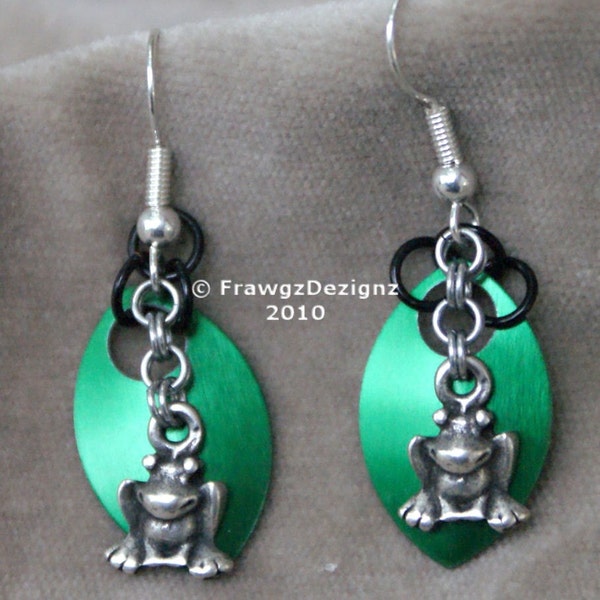 Frog Charmed Scale Earrings