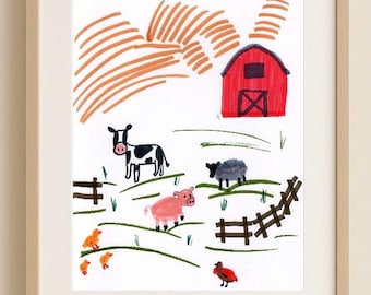 Whimsical Farm Animal Print: Barnyard Nursery Decor