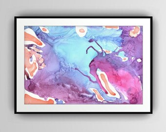 Abstract Beetle Print: Colorful Alcohol Ink Art
