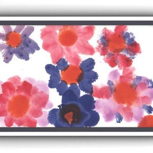Pink and Blue Flower Print: Alcohol Ink Floral Wall Decor