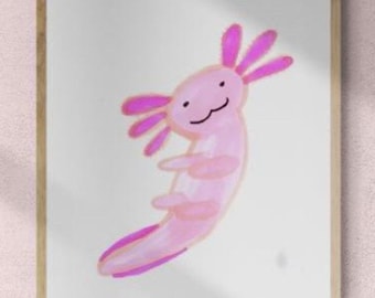 Colorful Axolotl Print: Whimsical Kids Room Wall Art