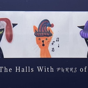 Tarjetas navideñas de gatos, tarjetas de gatos con sombreros, tarjetas navideñas, postales navideñas de gatos, gatos navideños, lindas tarjetas navideñas, tarjetas navideñas caprichosas